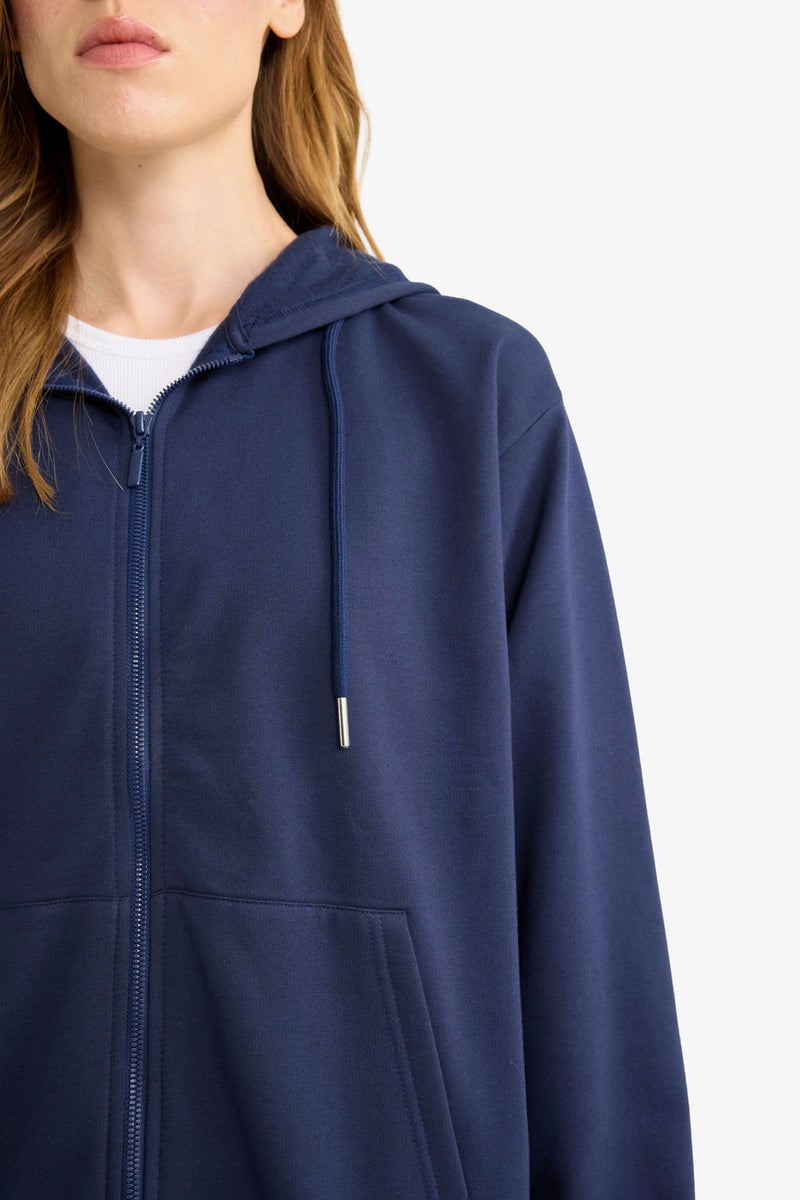 DeFacto Blue Woman Relax Fit Thin Fabric Cardigan Casual - Image 5